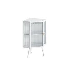 Load image into Gallery viewer, 22.25 " Floor Coner Cabinet with Tempered Glass Door & Storage Shelves for Bathroom, Living Room, Bedroom (White)