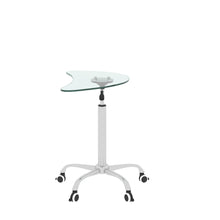 Load image into Gallery viewer, Adjustable Height Transparent Tempered Glass Table Desk Table with Lockable Wheels(Adjustable Range 24.2 "~32.7 ")