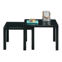 Load image into Gallery viewer, Nesting Coffee Table Set of 2, Square Modern Stacking Table with Tempered Glass Finish for Living Room,Black