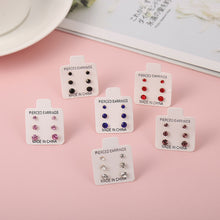 Load image into Gallery viewer, 3 Pairs/Set Simple Exquisite Elegant Zircon Anti Allergy Plastic Ear Studs Women Jewelry Gift