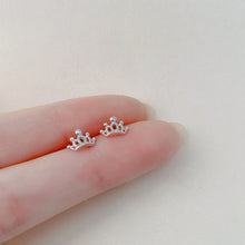 Load image into Gallery viewer, Fashion Sweet Mini Simple Hollowed Out Crown 925 Silver Needle Ear Studs Women Jewelry Gift