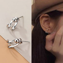 Load image into Gallery viewer, Fashion Simple Personality Double Hook 925 Silver Needle Ear Studs Women Jewelry Gift
