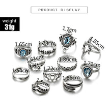 Load image into Gallery viewer, 11PCS/Set Fashion Vintage Carved Flower Leaf Butterfly With Star Sky Gem Rings Women Jewelry Gift