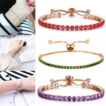 Load image into Gallery viewer, Women Fashion Rhinestone Crystal Silver Gold Plated Bracelet Adjustable Bangle Cuff Jewelry Gift