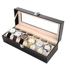 Load image into Gallery viewer, PU Leather 3/6 Slots Wrist Watch Display Storage Box Holder Organizer Windowed Case