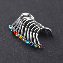 Load image into Gallery viewer, 10PCS/Pack 2mm Colorful Rhinestone Stainless Steel Nose Nail Body Piercing Accessories