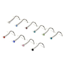 Load image into Gallery viewer, 10PCS/Pack 2mm Colorful Rhinestone Stainless Steel Nose Nail Body Piercing Accessories