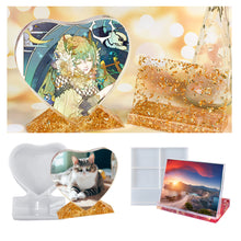 Load image into Gallery viewer, 2 Pieces Resin Photo Frame Molds, Rectangle Picture Frame Mold Heart Shape Silicone Mold for Resin Casting, Personalized Photo Frame Mold for DIY Crafts, Home Decor
