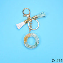 Load image into Gallery viewer, Women Fashion 26 Letters Resin Keychains Gold Foil Bag Pendant Charms Handbag Accessories Tassel Key Rings