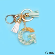 Load image into Gallery viewer, Women Fashion 26 Letters Resin Keychains Gold Foil Bag Pendant Charms Handbag Accessories Tassel Key Rings