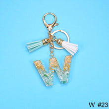 Load image into Gallery viewer, Women Fashion 26 Letters Resin Keychains Gold Foil Bag Pendant Charms Handbag Accessories Tassel Key Rings