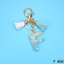 Load image into Gallery viewer, Women Fashion 26 Letters Resin Keychains Gold Foil Bag Pendant Charms Handbag Accessories Tassel Key Rings