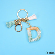 Load image into Gallery viewer, Women Fashion 26 Letters Resin Keychains Gold Foil Bag Pendant Charms Handbag Accessories Tassel Key Rings