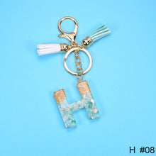 Load image into Gallery viewer, Women Fashion 26 Letters Resin Keychains Gold Foil Bag Pendant Charms Handbag Accessories Tassel Key Rings