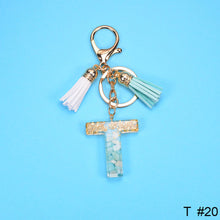 Load image into Gallery viewer, Women Fashion 26 Letters Resin Keychains Gold Foil Bag Pendant Charms Handbag Accessories Tassel Key Rings