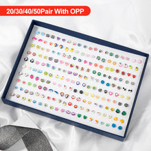 Load image into Gallery viewer, 20 Pairs/30 Pairs/40 Pairs/50 Pairs Simple Cute Cartoon Clay Flower Fruits Animal Earrings Kit Jewelry Gift