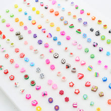 Load image into Gallery viewer, 20 Pairs/30 Pairs/40 Pairs/50 Pairs Simple Cute Cartoon Clay Flower Fruits Animal Earrings Kit Jewelry Gift
