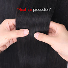 Load image into Gallery viewer, Clip in Hair Bangs for Men Short Straight Real Hair Wigs Bald Foreheads Natural Male Wig Heat Resistant Fiber Toupee