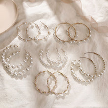 Load image into Gallery viewer, Women Natural Freshwater Pearl Baroque Circle Hoop Earrings 925 Sterling Silver Fashion Korean Jewelry