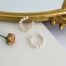 Load image into Gallery viewer, Women Natural Freshwater Pearl Baroque Circle Hoop Earrings 925 Sterling Silver Fashion Korean Jewelry