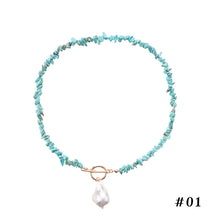 Load image into Gallery viewer, Simple Fashion Special Shaped Pearl Turquoise OT Clasp Necklace Women Girls Jewelry Gift