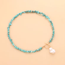 Load image into Gallery viewer, Simple Fashion Special Shaped Pearl Turquoise OT Clasp Necklace Women Girls Jewelry Gift