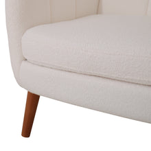 Load image into Gallery viewer, Mid-Century Accent Chair, Ivory White, Modern Retro Club Chair, Birch Frame, Upholstered Teddy Wool Fabric, Single Sofa Armchair for Small Spaces, Living Room, Bedroom, Reading Corner, Balcony