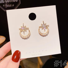 Load image into Gallery viewer, 1 Pair Women Simple Silver Needle Pearl Cat's Eye Stone Stud Fashion Jewelry Eardrop Earrings