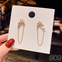 Load image into Gallery viewer, 1 Pair Women Simple Silver Needle Pearl Cat's Eye Stone Stud Fashion Jewelry Eardrop Earrings