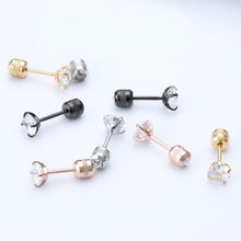 Load image into Gallery viewer, Fashion Four Claw Zircon Cartilage Stainless Steel Ear Stud Crystal Zircon Earrings Piercing Jewelry Steel Clear