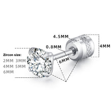 Load image into Gallery viewer, Fashion Four Claw Zircon Cartilage Stainless Steel Ear Stud Crystal Zircon Earrings Piercing Jewelry Steel Clear