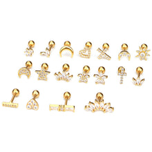 Load image into Gallery viewer, Women Simple Needle Pearl Gold Zircon Crown Stainless Steel Stud Earring Fashion Jewelry Eardrop Earrings