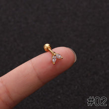 Load image into Gallery viewer, Women Simple Needle Pearl Gold Zircon Crown Stainless Steel Stud Earring Fashion Jewelry Eardrop Earrings