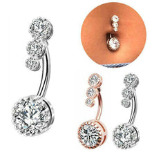 Load image into Gallery viewer, 1 PC Fashion Simple Stainless Steel Zircon Inlaid Round Belly Button Women Body Piercing Jewelry