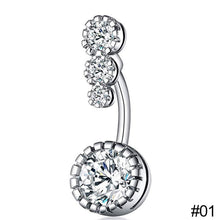 Load image into Gallery viewer, 1 PC Fashion Simple Stainless Steel Zircon Inlaid Round Belly Button Women Body Piercing Jewelry