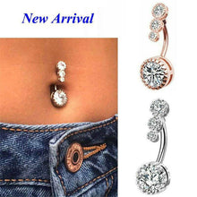 Load image into Gallery viewer, 1 PC Fashion Simple Stainless Steel Zircon Inlaid Round Belly Button Women Body Piercing Jewelry