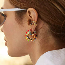 Load image into Gallery viewer, Creative Colorful Pearl Copper Buckle Circle Ear Studs Jewelry Gifts For Women Girls