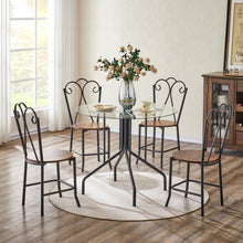 Load image into Gallery viewer, 5-Piece Tempered Glass Table w/ 4 Chairs,Modern Round Dining Table Furniture Set for Home, Kitchen, Dining Room,Dining Table and Chair