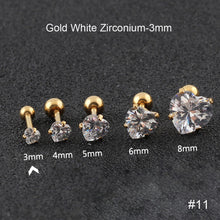 Load image into Gallery viewer, Fashion Zircon Stainless Steel Love Earrings Cartilage Ear Stud Crystal Heart Earrings Piercing Jewelry Steel Clear