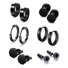 Load image into Gallery viewer, Black Stainless Steel Stud Earrings Simple Fashion Earrings Creative Ear Buckles Accessories Jewelry