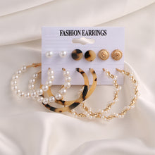 Load image into Gallery viewer, 6pcs/set Women Vintage Gold Hoop Set Diamond Pearl Earrings Fashion All-match Earrings Temperament Accessories Jewelry
