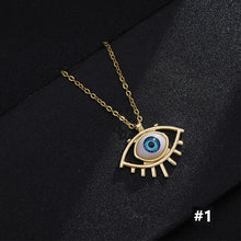 Load image into Gallery viewer, 8 Style Women Lucky Evil Eye Necklace Blue Eyes Enamel Pendant Stainless Steel Chain Necklace Jewelry Gift
