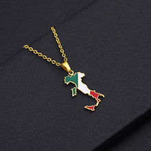 Load image into Gallery viewer, Stainless Steel Enamel Italy Map FLag Pendant Necklace for Women Men Party Birthday Jewelry Gifts