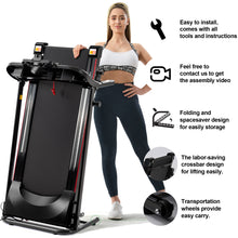 Load image into Gallery viewer, Folding Treadmill with Incline 2.5HP 12KM/H Electric Treadmill for Home Foldable, Bluetooth Music Cup Holder Heart Rate Sensor Walking Running Machine for Indoor Home Gym Exercise Fitness