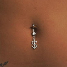 Load image into Gallery viewer, Creative Dollar Letter Belly Button Ring Non-porous Body Piercing Jewelry Zircon Fashion Women Body Sexy Accessories