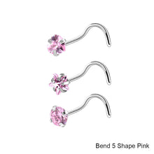 Load image into Gallery viewer, 3pcs/set Stainless Steel Zircon Nose Stud Star Right Angle Titanium Steel Nose Set Piercing Jewelry Women Men Body Accessories