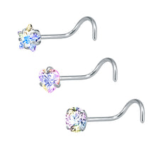 Load image into Gallery viewer, 3pcs/set Stainless Steel Zircon Nose Stud Star Right Angle Titanium Steel Nose Set Piercing Jewelry Women Men Body Accessories