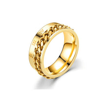 Load image into Gallery viewer, Rotating Stainless Titanium Steel Ring Anxiety Fidget Rings Rotatable Chain Link Spinner Finger Ring Women Men Punk Rock Gift