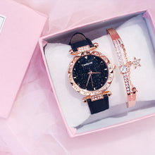 Load image into Gallery viewer, Luxury Women Watch Starry Sky Dial Leather Band Quartz Watch Wrist Watches Bracelet Set