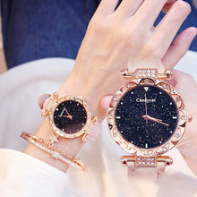 Load image into Gallery viewer, Luxury Women Watch Starry Sky Dial Leather Band Quartz Watch Wrist Watches Bracelet Set
